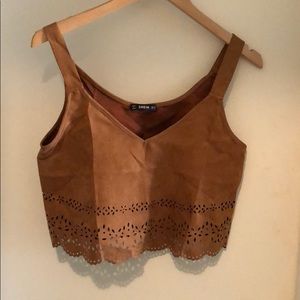 Tan crop top with detailing
